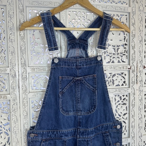 GAP GAP For Good Medium Wash Straight Leg Denim Overalls Sz XS Carpenter Bib - Picture 2 of 8